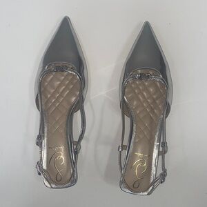Sam Edelman Silver Pointed Slingback Flats